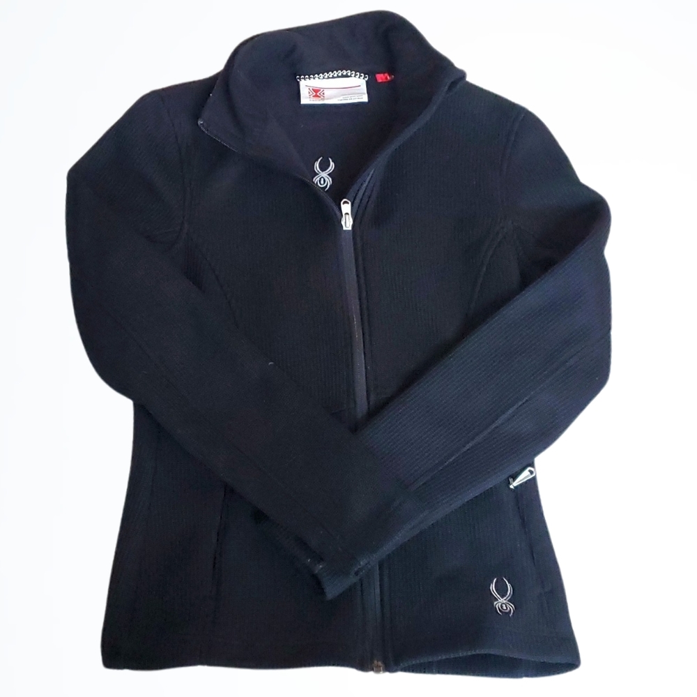 Spyder Women's Black Fitted Long Sleeve Full Zipper Core Sweater Size Small